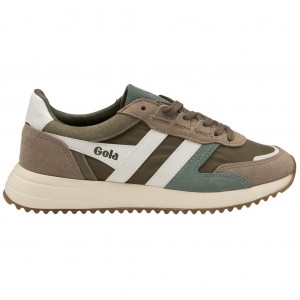 Gola Classics Chicago Sneakers Khaki Wit Nederland | 608-IWEGXT