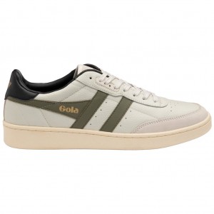 Gola Classics Contact Leather Sneakers Wit Khaki Zwart Nederland | 769-WTRJZC
