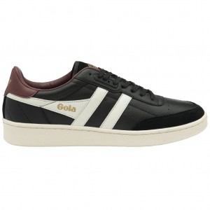 Gola Classics Contact Leather Sneakers Zwart Wit Bordeaux Nederland | 910-ZAIMRP