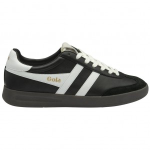 Gola Classics Cyclone Leather Sneakers Zwart Wit Donker Nederland | 768-EFWLVD