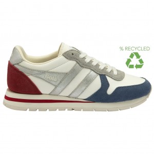 Gola Classics Daytona Quadrant Sneakers Wit Zilver Dieprood Nederland | 795-HDLKOZ