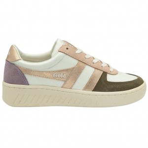 Gola Classics Grandslam Quadrant Sneakers Wit Khaki Roze Goud Nederland | 709-LJMARX