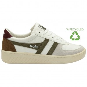Gola Classics Grandslam Trident Sneakers Wit Khaki Bordeaux Nederland | 031-GCFTRM