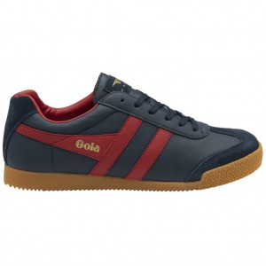 Gola Classics Harrier Leather Sneakers Donkerblauw Dieprood Dieprood Nederland | 895-VOXLNH