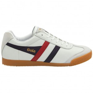 Gola Classics Harrier Leather Sneakers Wit Donkerblauw Rood Nederland | 658-DNYQSU