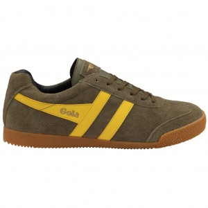 Gola Classics Harrier Suede Sneakers Khaki Zwart Nederland | 349-AFRIED