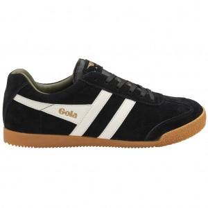 Gola Classics Harrier Suede Sneakers Zwart Wit Khaki Nederland | 527-KXZCJY