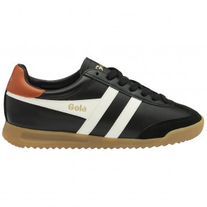 Gola Classics Torpedo Leather Sneakers Zwart Wit Oranje Nederland | 495-QBFHNL