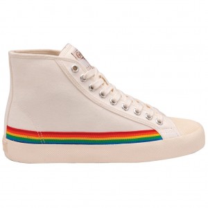 Gola Vegan Classics Coaster High Rainbow Drop Shoes Wit Nederland | 175-HTOSXP