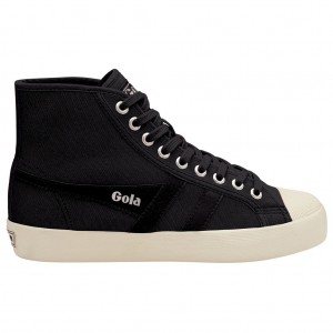 Gola Vegan Classics Coaster High Sneakers Zwart Wit Nederland | 395-KTOVQR