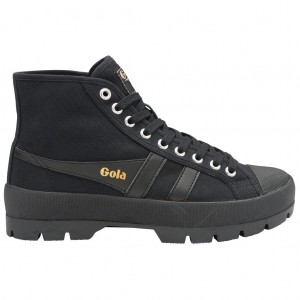 Gola Vegan Classics Coaster Peak High Sneakers Zwart Zwart Zwart Nederland | 187-KOWLCN