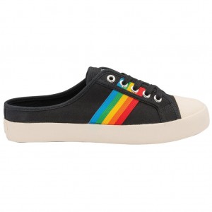 Gola Vegan Classics Coaster Rainbow Mule Plimsolls Shoes Zwart Nederland | 827-WORULH