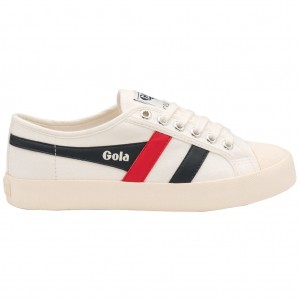 Gola Vegan Classics Coaster Shoes Wit Donkerblauw Rood Nederland | 132-VZLPRX