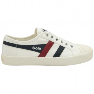 Gola Vegan Classics Coaster Slip Shoes Wit Donkerblauw Rood Nederland | 841-BTPSKL