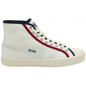 Gola Vegan Classics Coaster Smash High Shoes Wit Donkerblauw Dieprood Nederland | 314-SBLPAC