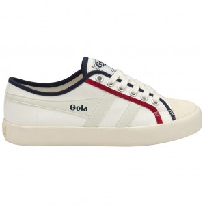 Gola Vegan Classics Coaster Smash Shoes Wit Donkerblauw Dieprood Nederland | 029-QCJXVZ
