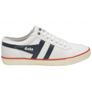 Gola Vegan Classics Comet Plimsoll Sneakers Wit Donkerblauw Rood Nederland | 824-DHZWMI