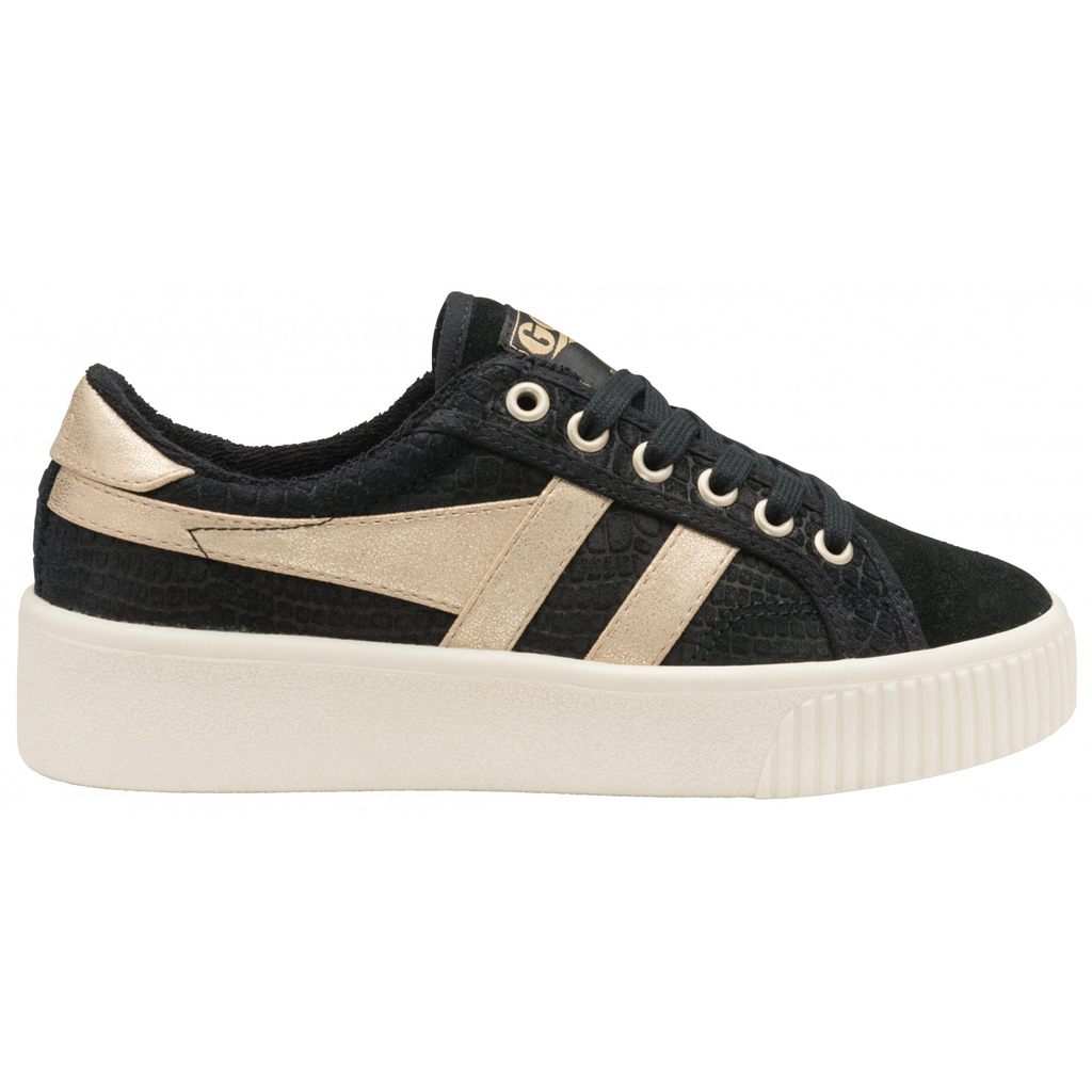 Gola Classics Baseline Mark Cox Mirror Shoes Zwart Goud Nederland | 581-XGEOPF