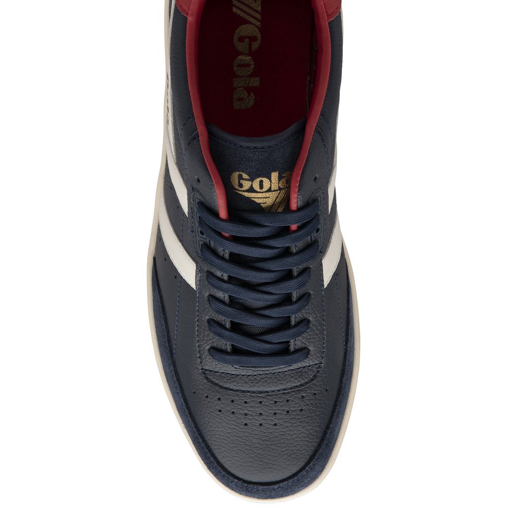 Gola Classics Contact Leather Sneakers Donkerblauw Wit Dieprood Nederland | 234-AFXTYQ