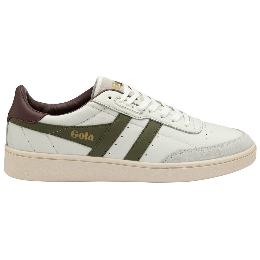 Gola Classics Contact Leather Sneakers Wit Khaki Bordeaux Nederland | 630-RIBDZT