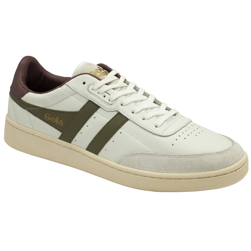 Gola Classics Contact Leather Sneakers Wit Khaki Bordeaux Nederland | 630-RIBDZT