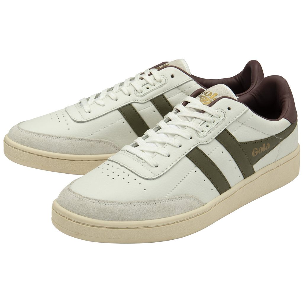 Gola Classics Contact Leather Sneakers Wit Khaki Bordeaux Nederland | 630-RIBDZT