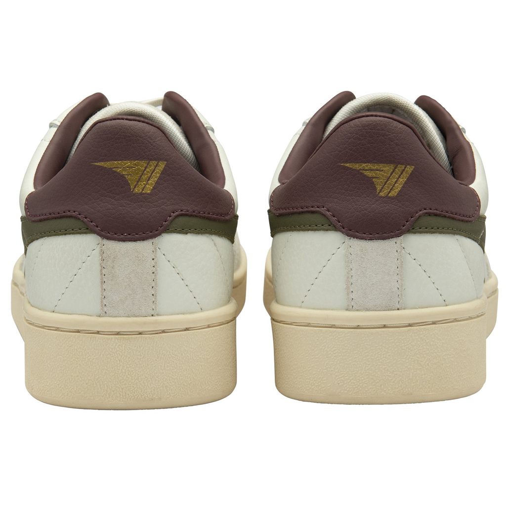 Gola Classics Contact Leather Sneakers Wit Khaki Bordeaux Nederland | 630-RIBDZT