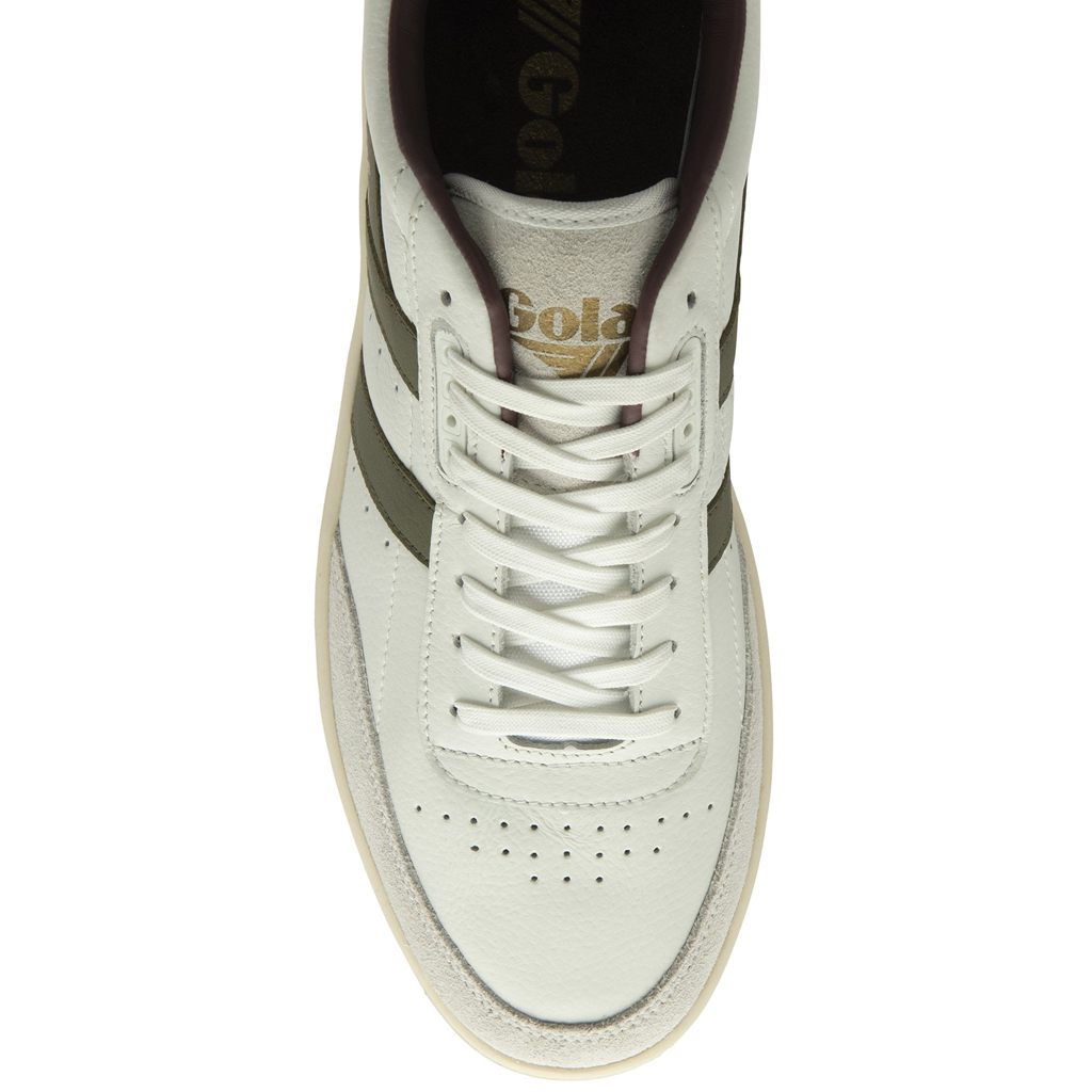 Gola Classics Contact Leather Sneakers Wit Khaki Bordeaux Nederland | 630-RIBDZT