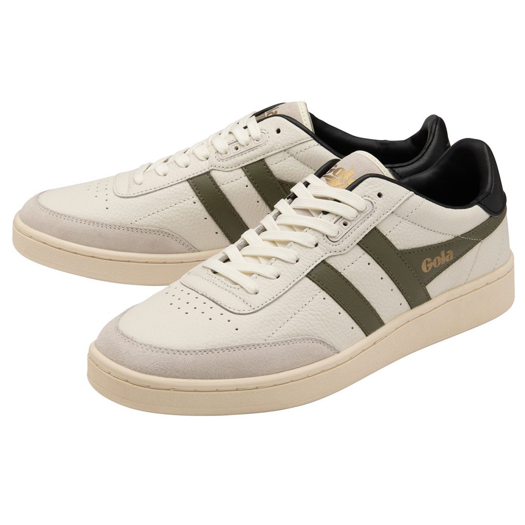 Gola Classics Contact Leather Sneakers Wit Khaki Zwart Nederland | 769-WTRJZC