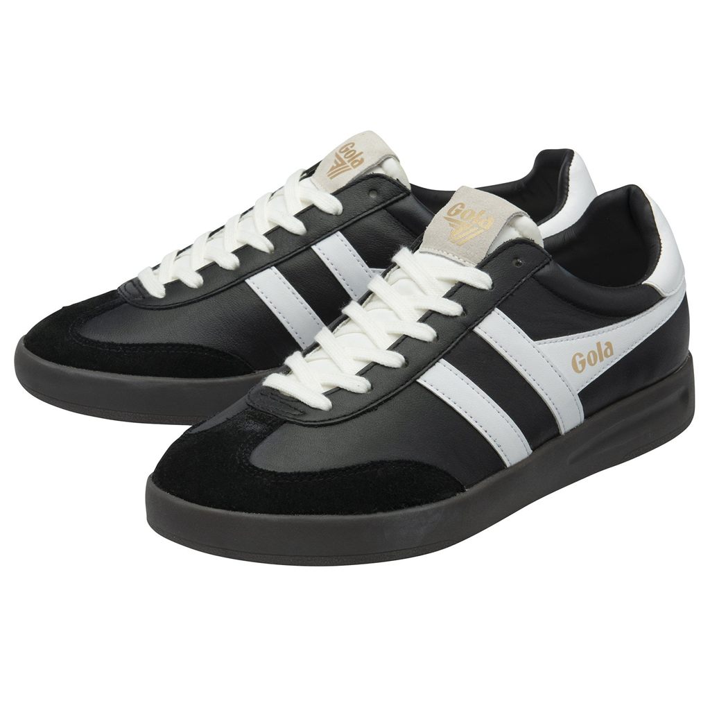 Gola Classics Cyclone Leather Sneakers Zwart Wit Donker Nederland | 098-LCEYBZ