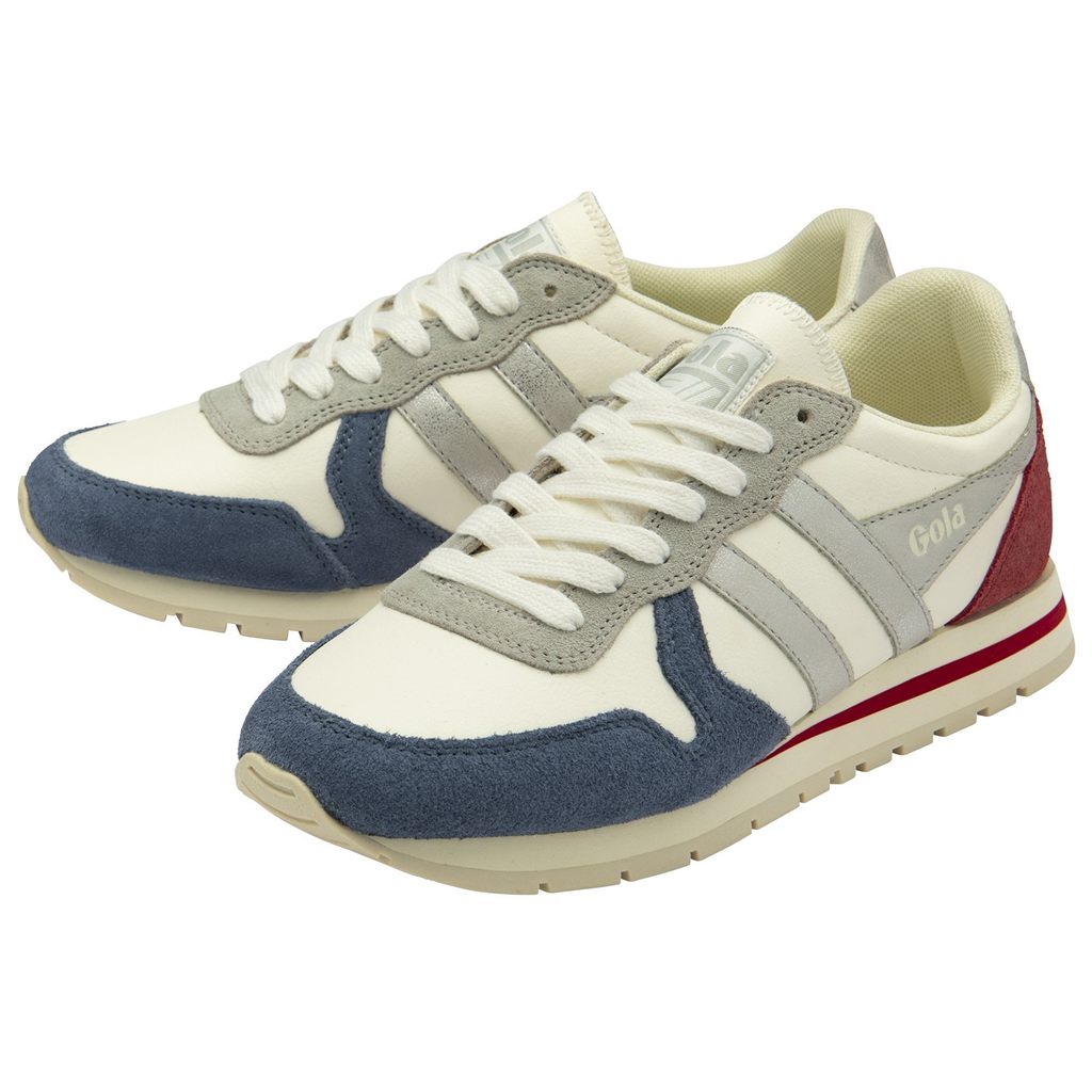 Gola Classics Daytona Quadrant Sneakers Wit Zilver Dieprood Nederland | 795-HDLKOZ
