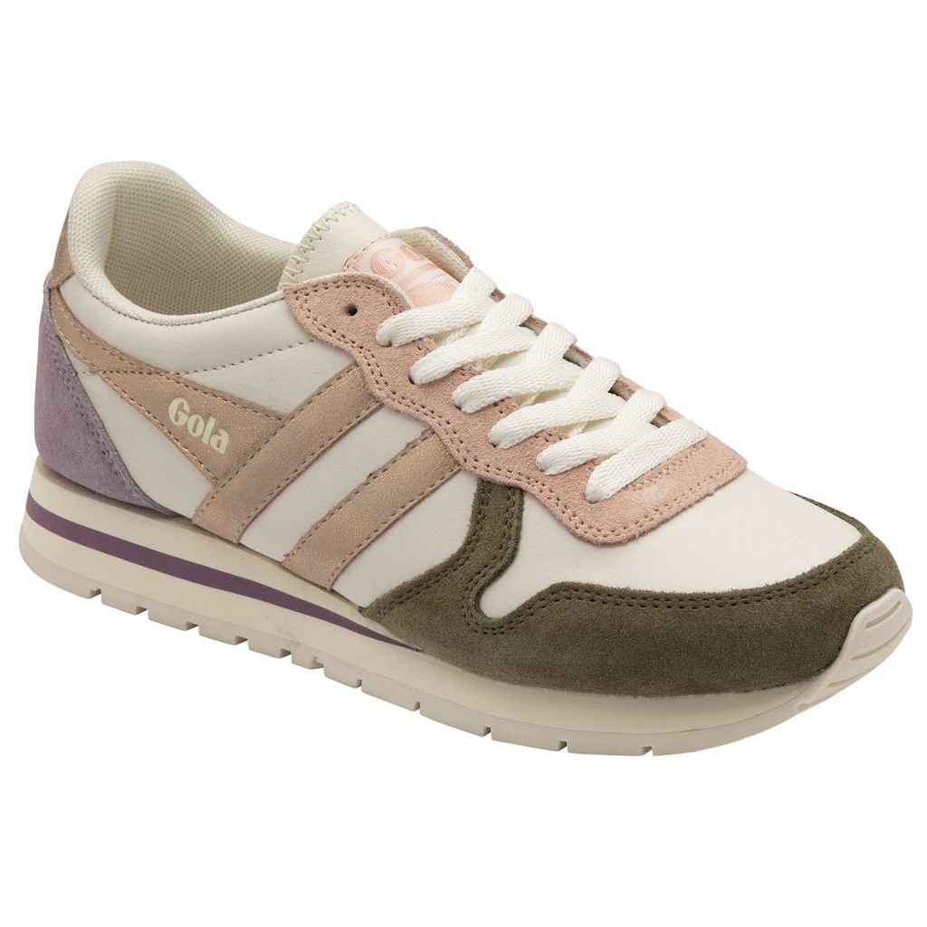Gola Classics Daytona Quadrant Sneakers Wit Khaki Roze Goud Nederland | 512-VPSAID