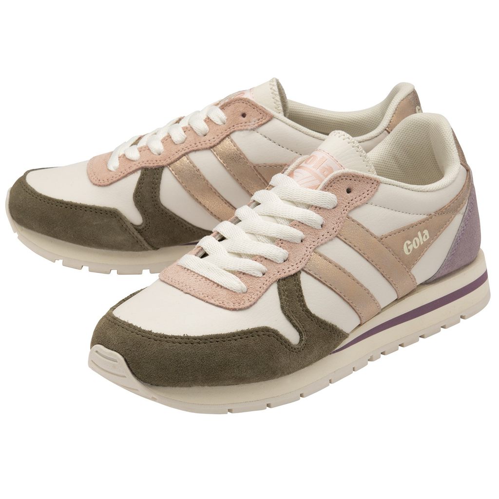 Gola Classics Daytona Quadrant Sneakers Wit Khaki Roze Goud Nederland | 512-VPSAID