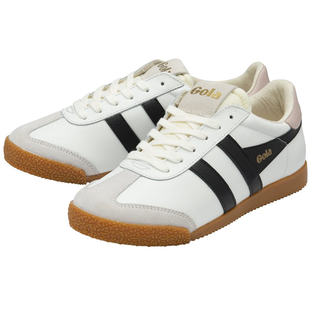 Gola Classics Elan Leather Sneakers Wit Zwart Roze Nederland | 046-DLFUHR