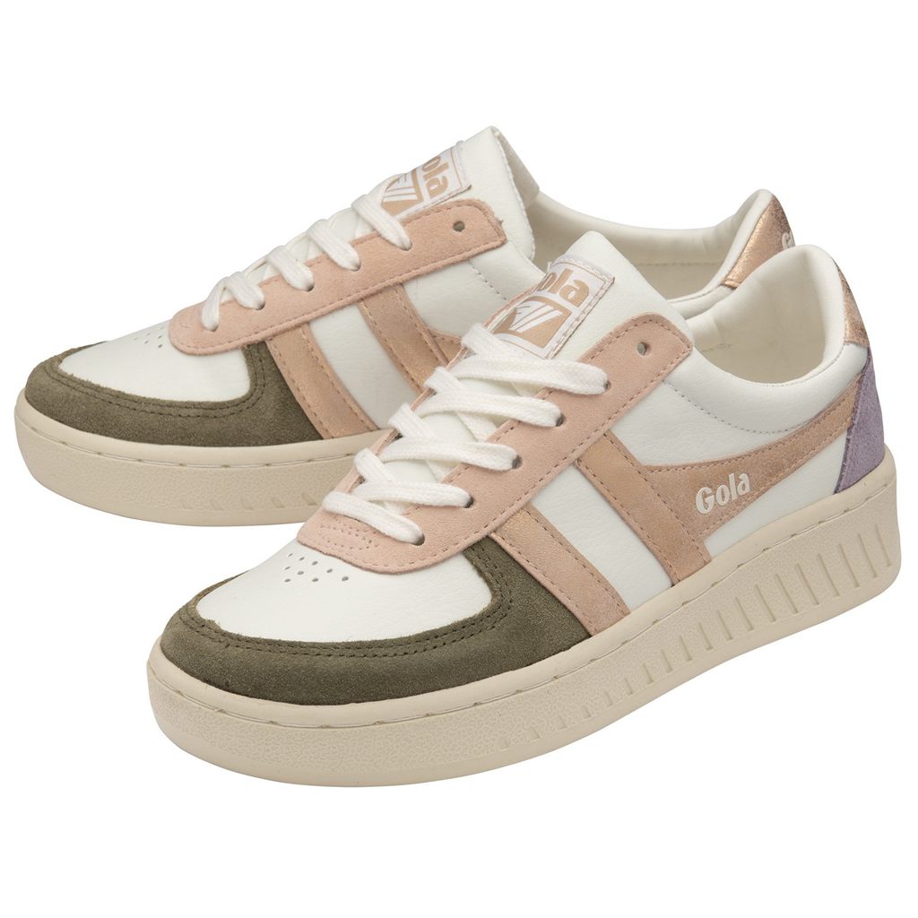 Gola Classics Grandslam Quadrant Sneakers Wit Khaki Roze Goud Nederland | 709-LJMARX
