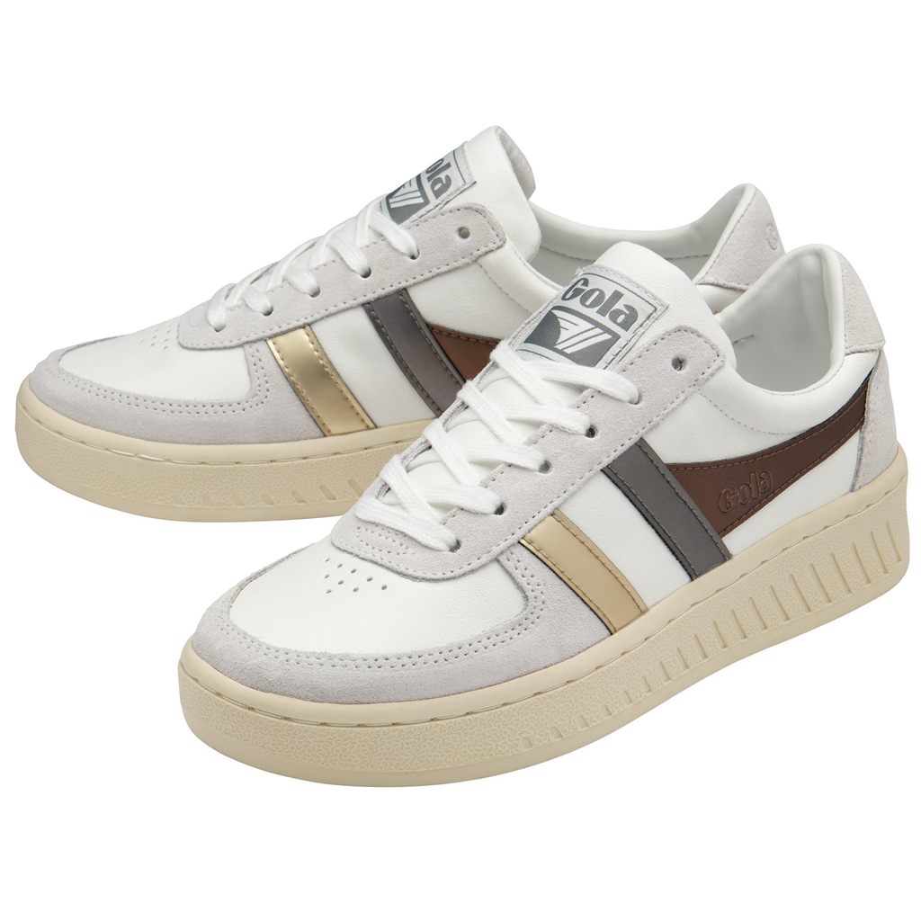 Gola Classics Grandslam Trident Metallic Sneakers Wit Goud Nederland | 458-JWBQCH