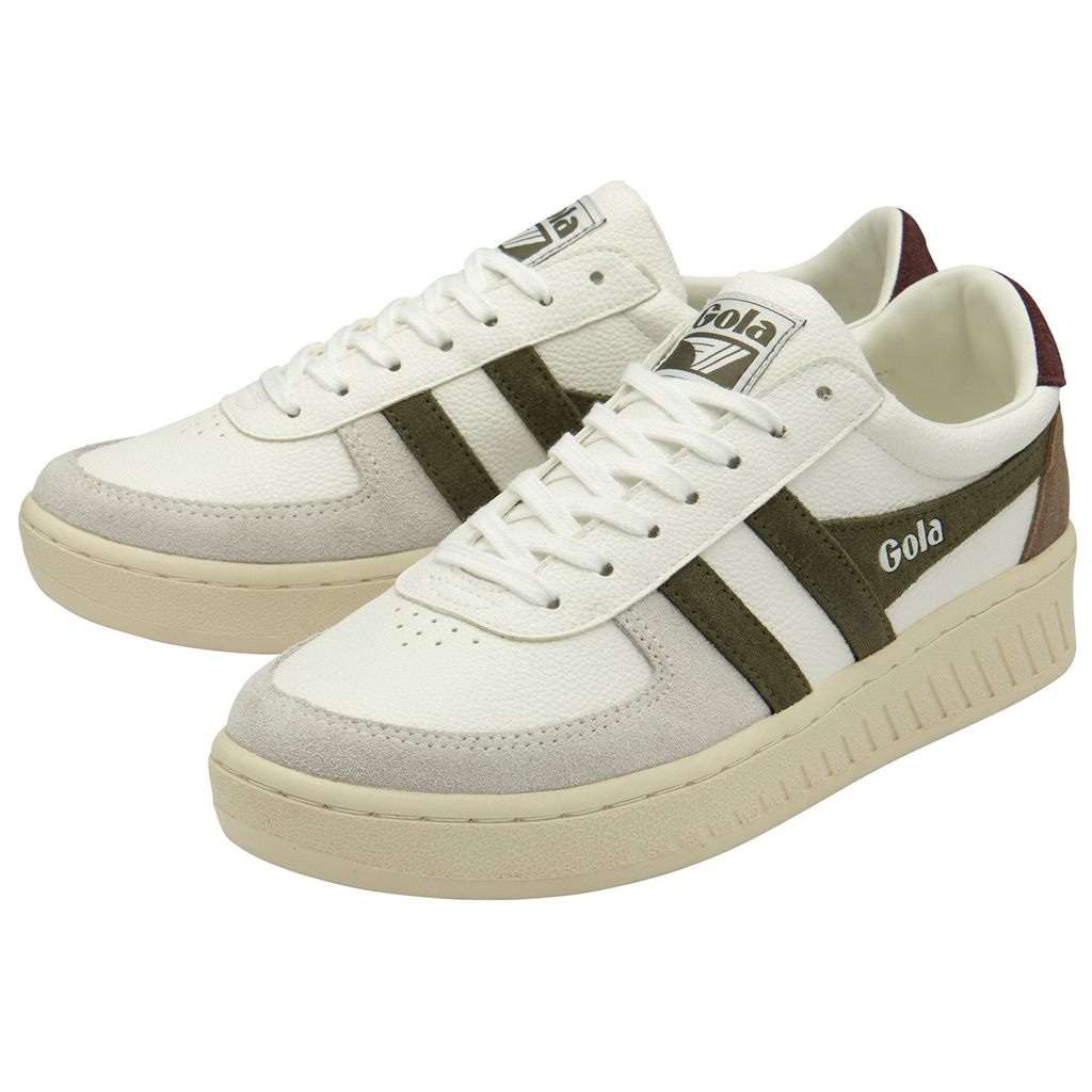 Gola Classics Grandslam Trident Sneakers Wit Khaki Bordeaux Nederland | 031-GCFTRM