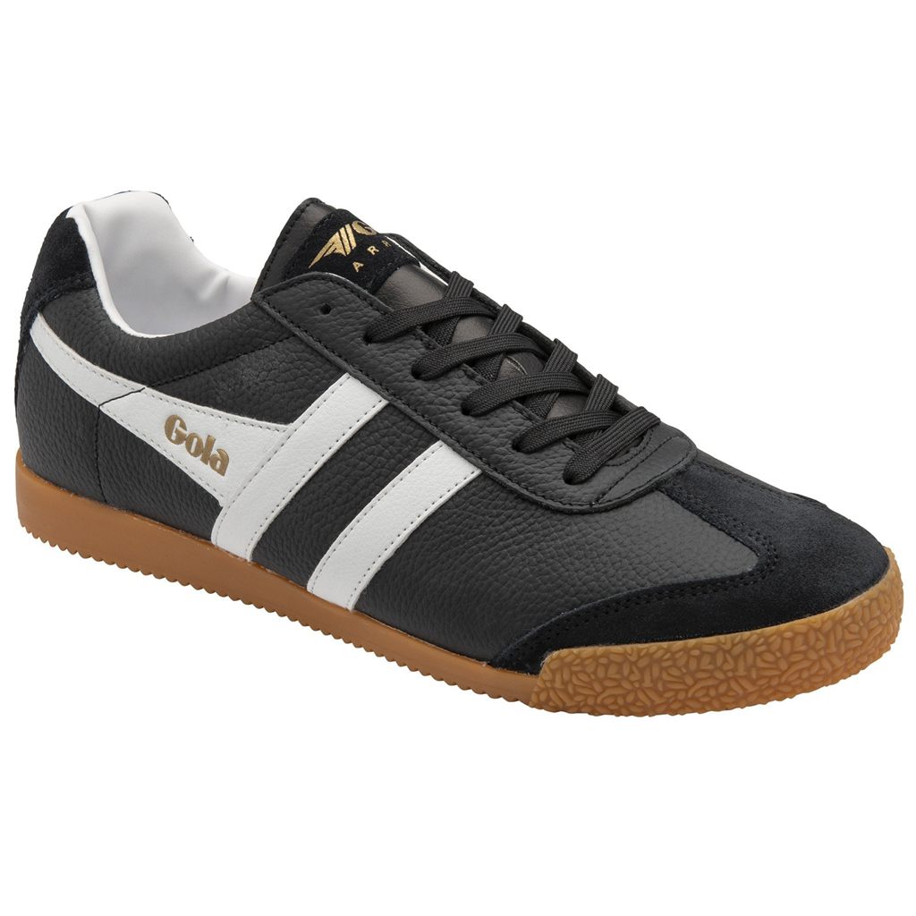 Gola Classics Harrier Leather Sneakers Zwart Wit Wit Nederland | 186-WPIQTB