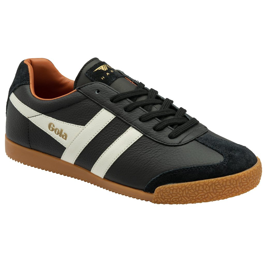 Gola Classics Harrier Leather Sneakers Zwart Wit Oranje Nederland | 321-NJAZOI