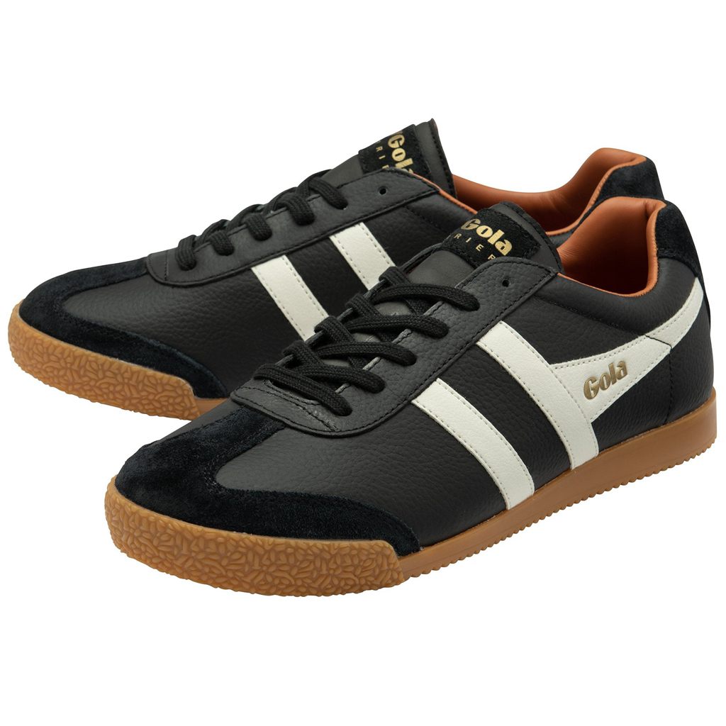 Gola Classics Harrier Leather Sneakers Zwart Wit Oranje Nederland | 321-NJAZOI