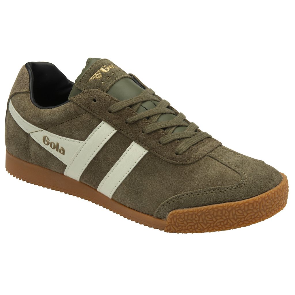 Gola Classics Harrier Suede Sneakers Khaki Wit Zwart Nederland | 153-SFLUHZ