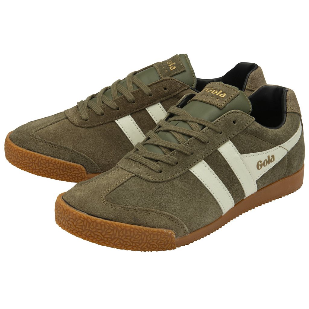 Gola Classics Harrier Suede Sneakers Khaki Wit Zwart Nederland | 153-SFLUHZ