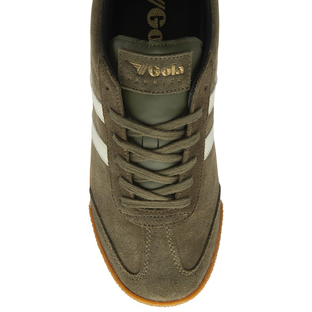 Gola Classics Harrier Suede Sneakers Khaki Wit Zwart Nederland | 153-SFLUHZ