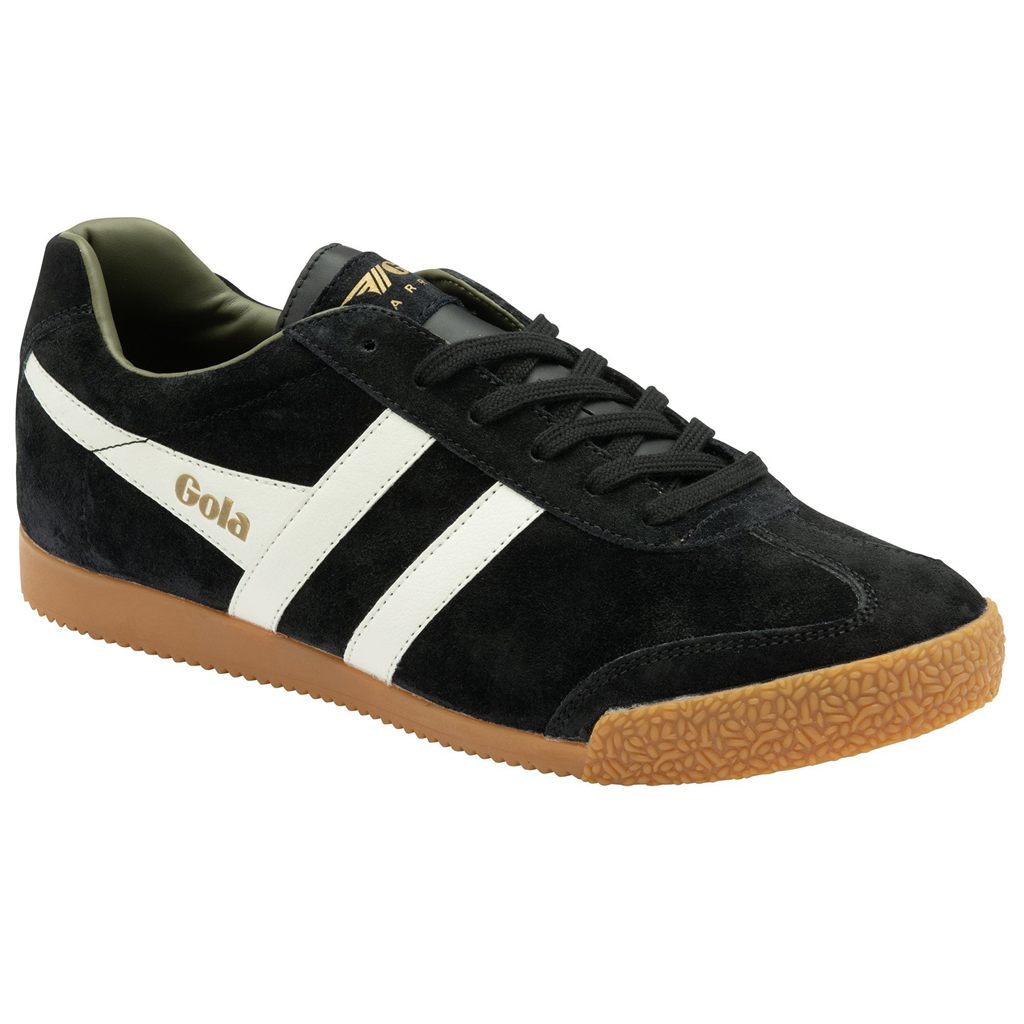 Gola Classics Harrier Suede Sneakers Zwart Wit Khaki Nederland | 527-KXZCJY