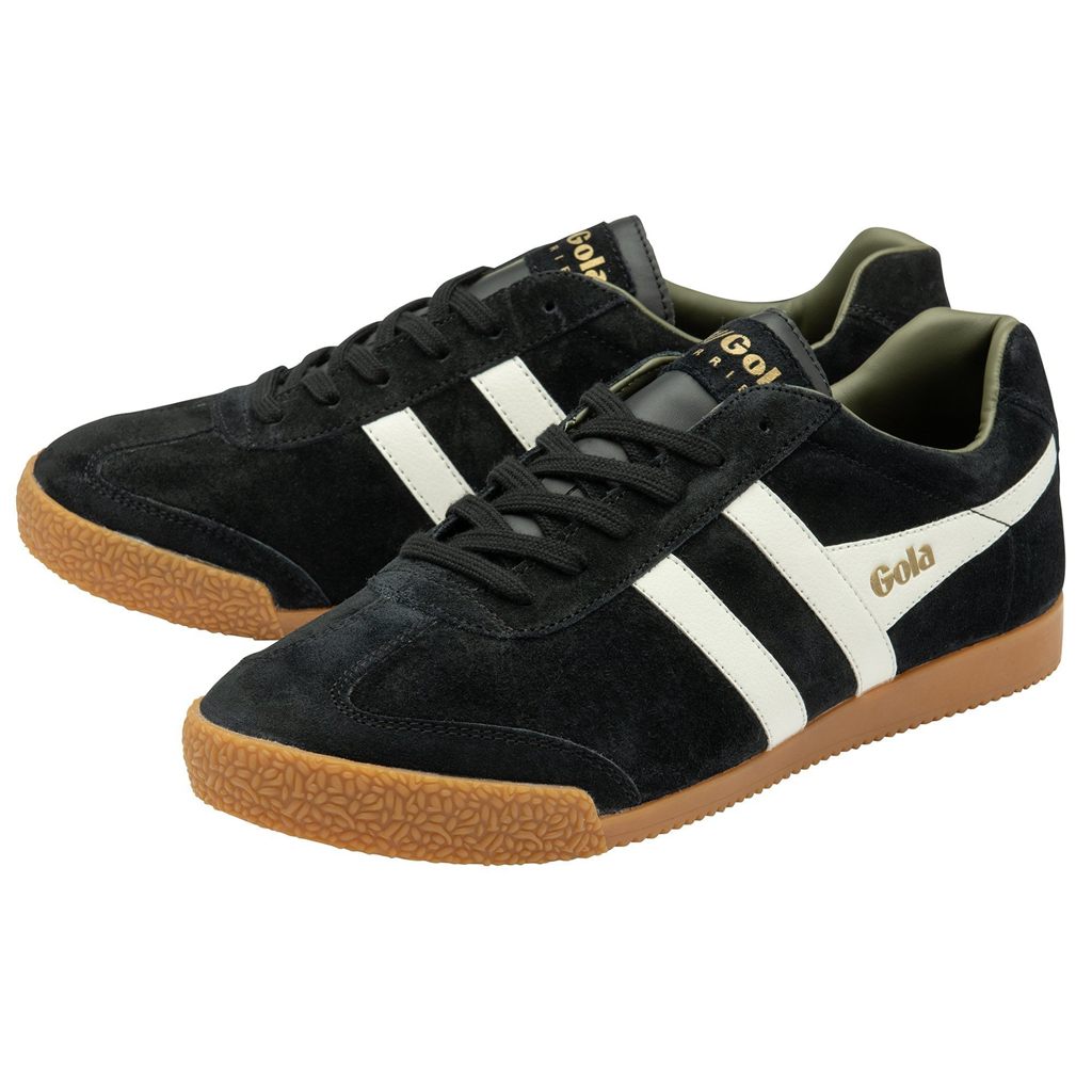 Gola Classics Harrier Suede Sneakers Zwart Wit Khaki Nederland | 527-KXZCJY
