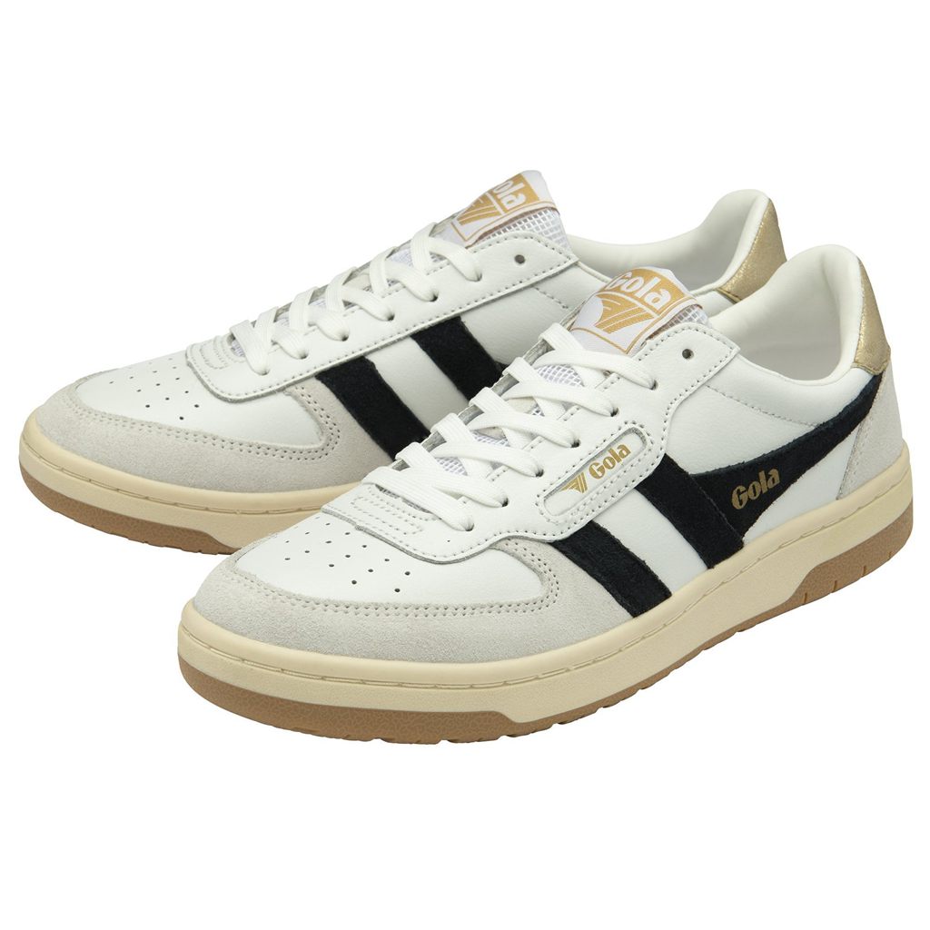 Gola Classics Hawk Sneakers Wit Zwart Goud Nederland | 930-TKOAYQ