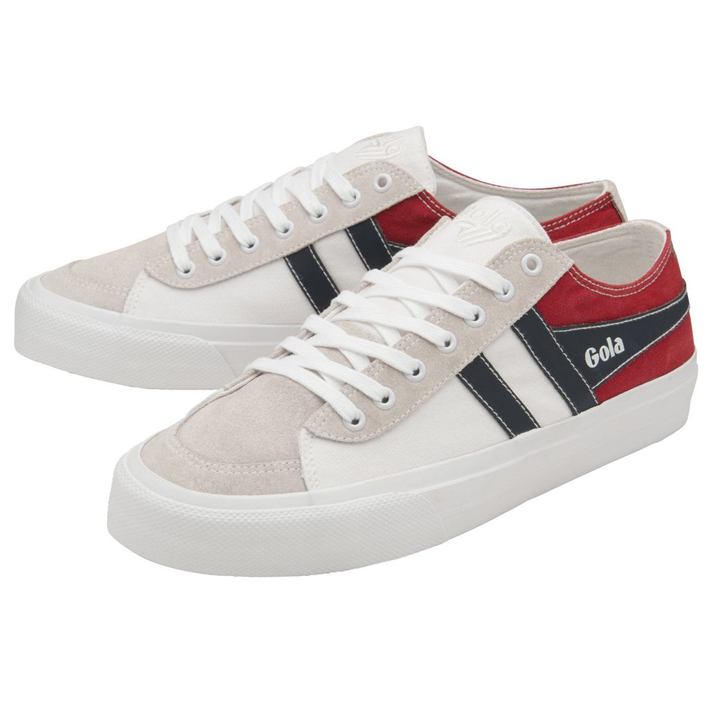 Gola Classics Quota II RWB Plimsoll Sneakers Wit Rood Donkerblauw Nederland | 317-LCPWHK