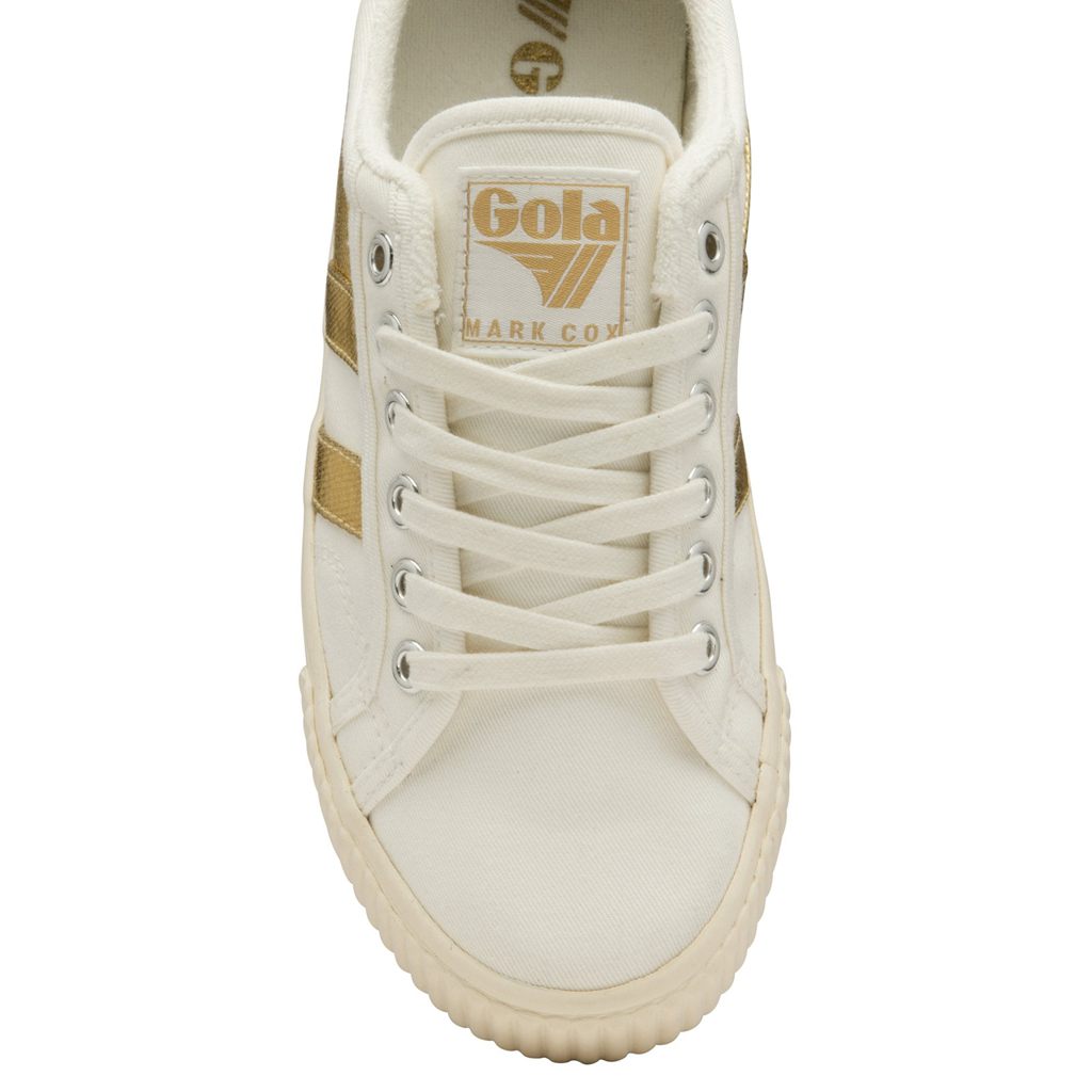 Gola Classics Tennis Mark Cox Sneakers Wit Goud Nederland | 617-LNBZEI