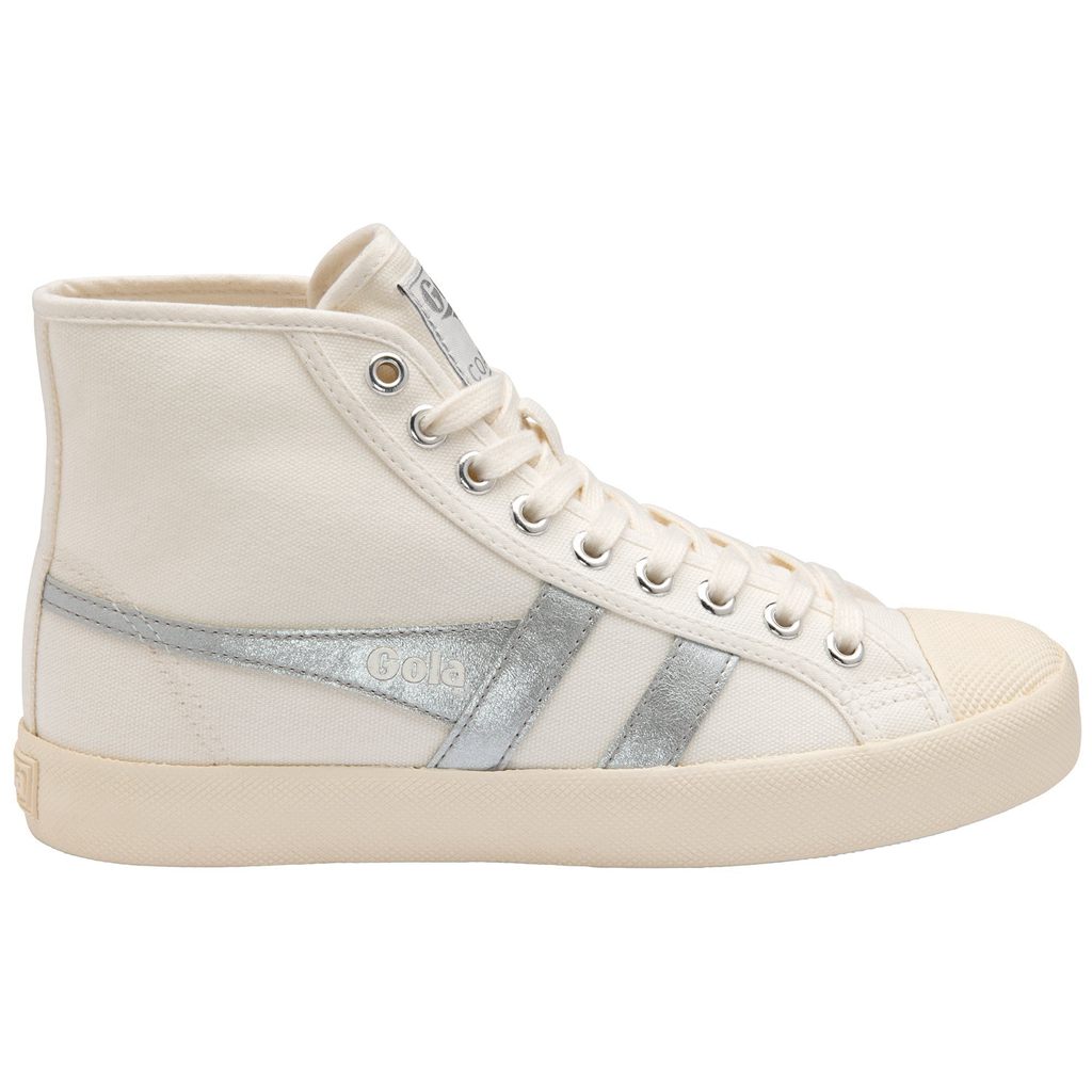 Gola Vegan Classics Coaster Flame High Sneakers Wit Zilver Nederland | 456-KWQAFD