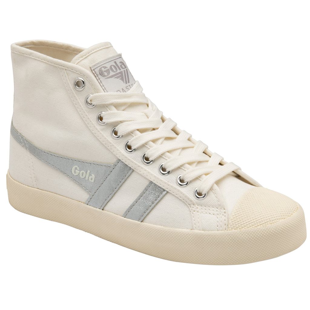 Gola Vegan Classics Coaster Flame High Sneakers Wit Zilver Nederland | 456-KWQAFD